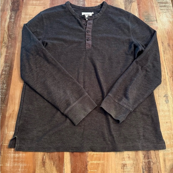 Men's Charcoal Dark Gray Henley Shirt Size XL - Picture 1 of 7